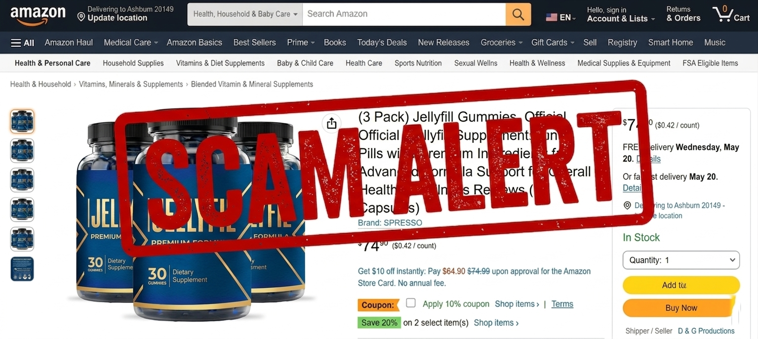 Amazon is not the official website for JellyFil
